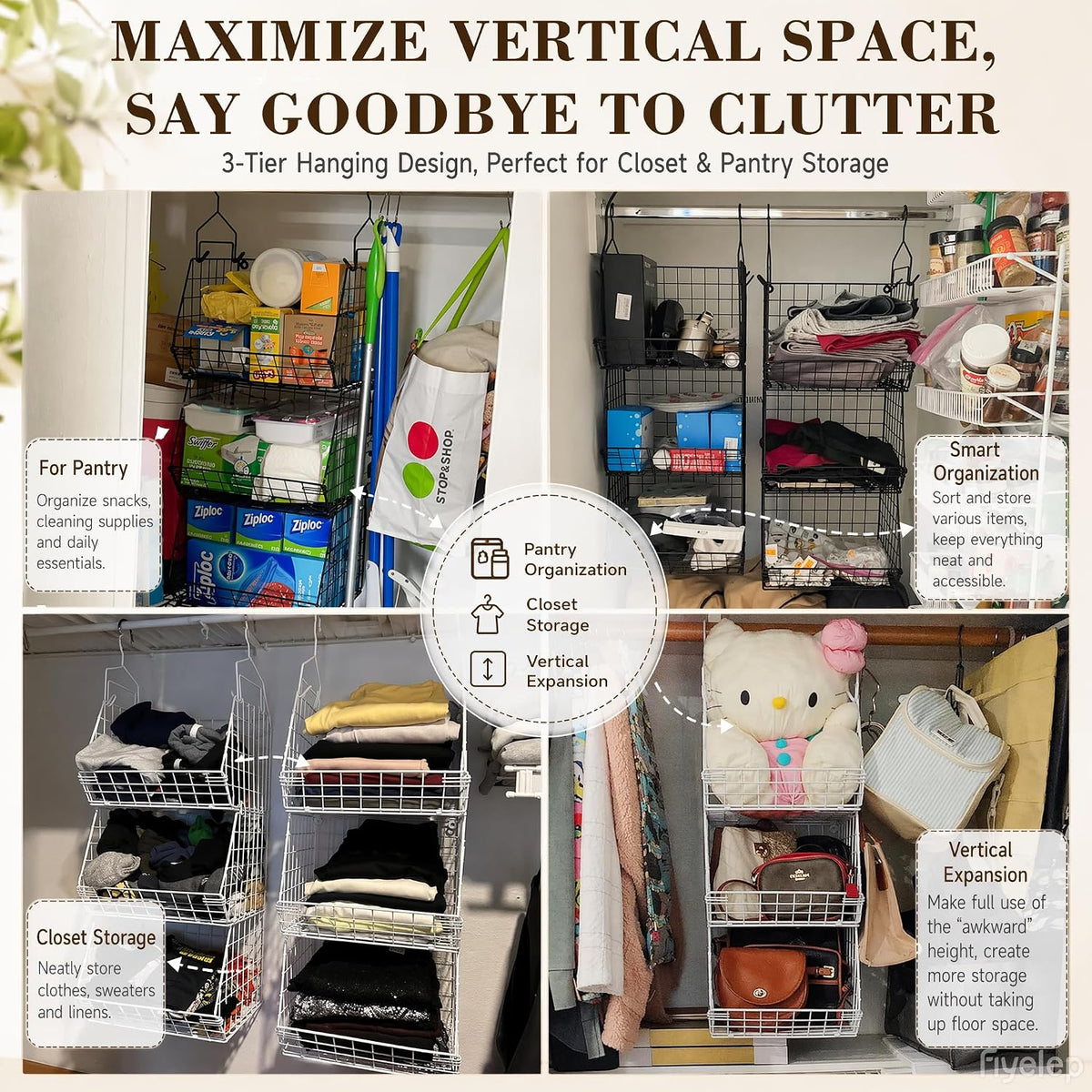 3-Tier Hanging Closet Organizer - Field & Nook