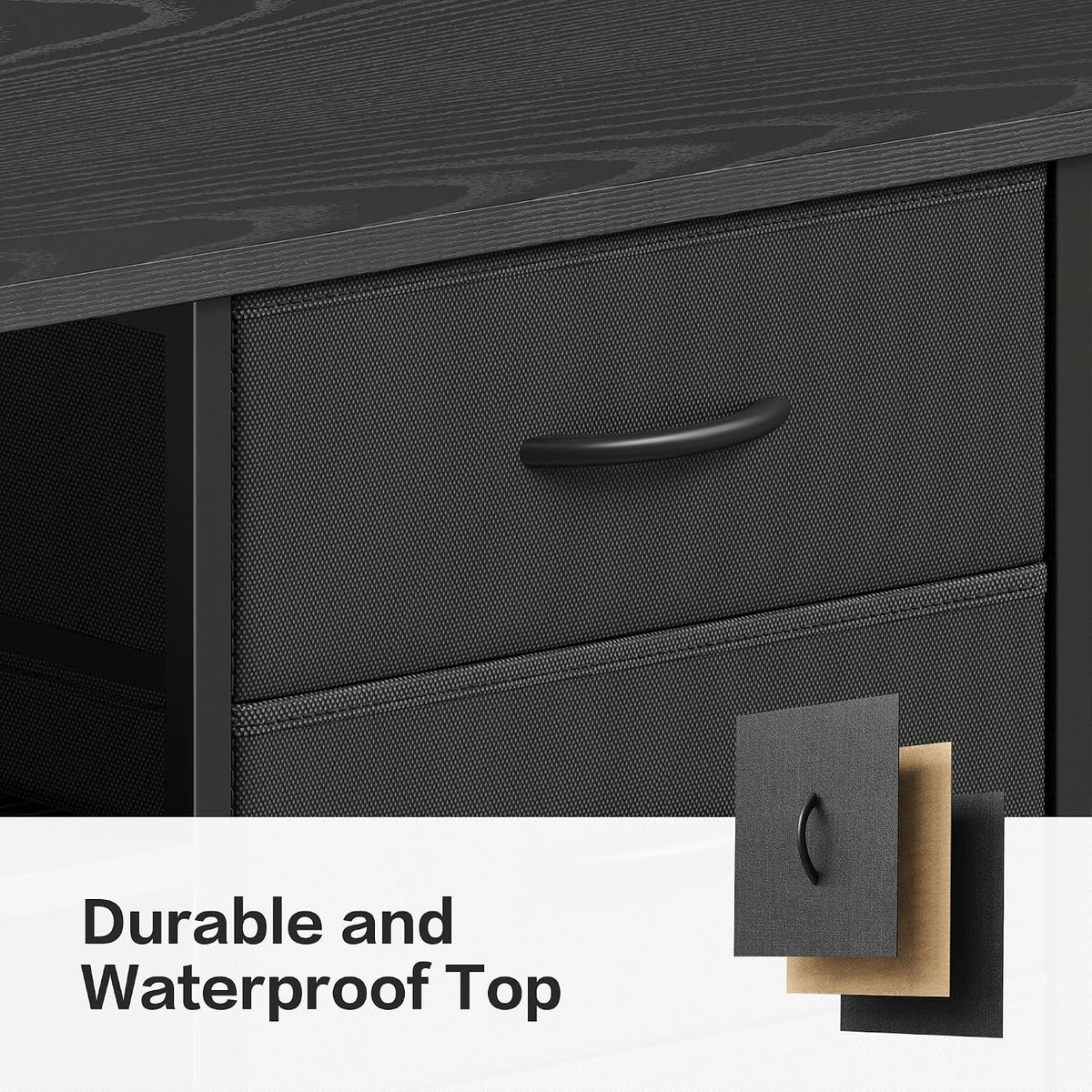 YeTom Mobile File Cabinet,Lateral Filing Cabinet with 3 Fabric Drawers,Rolling Printer Stand with 4 Open Storage Shelf for Home Office,Black - Field & Nook